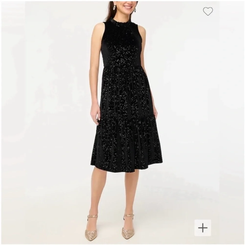 J. Crew Elegant Black Velvet Midi Dress
